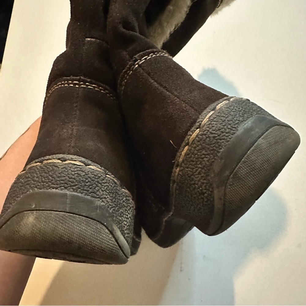 G.H. Bass Otto Suede Snow Boots Women’s 8 Brown Faux Fur Mid Calf Winter - Picture 9 of 13